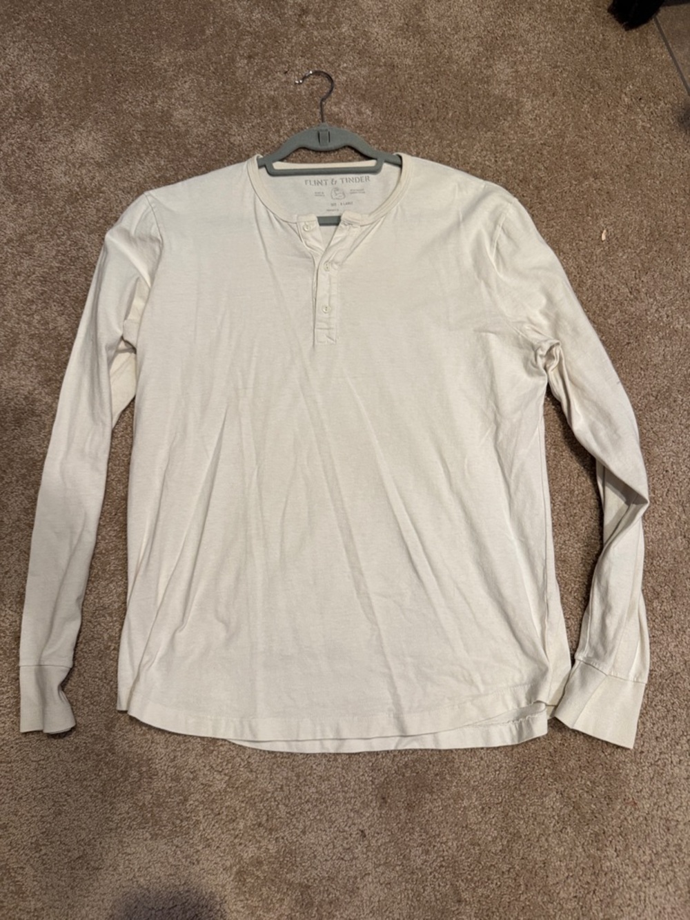 Flint & Tinder Men's Long-Sleeve Henley Shirt - Cream